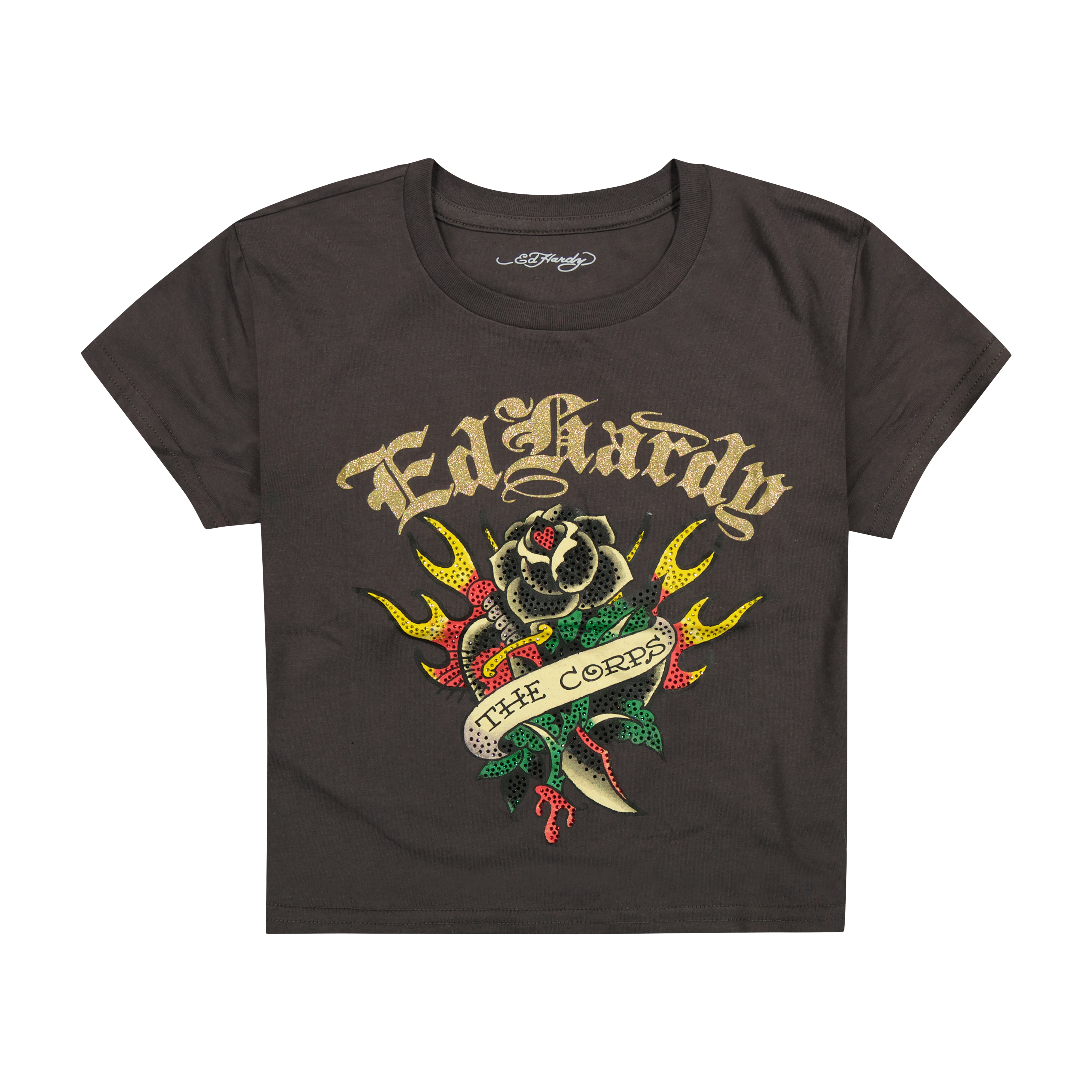 Dagger Rose Rhinestone Baby Tee