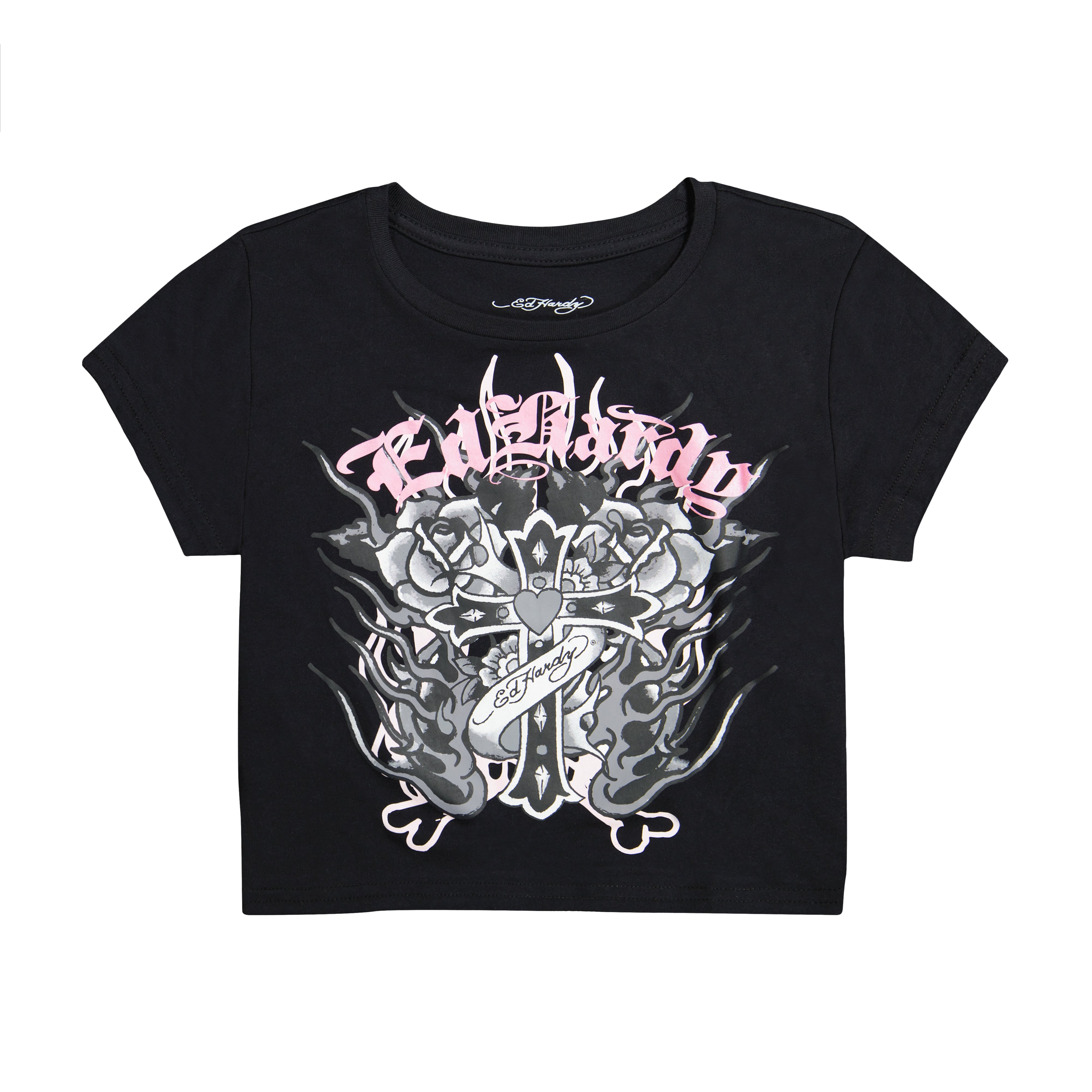edhardyoriginals XS / BLACK Flame Cross Baby Tee