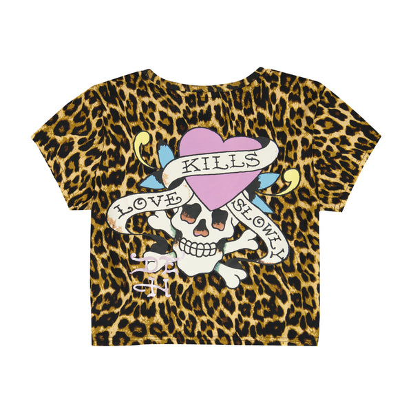 LKS Pink Skull Baby Tee | Women's Y2K Tee | Ed Hardy