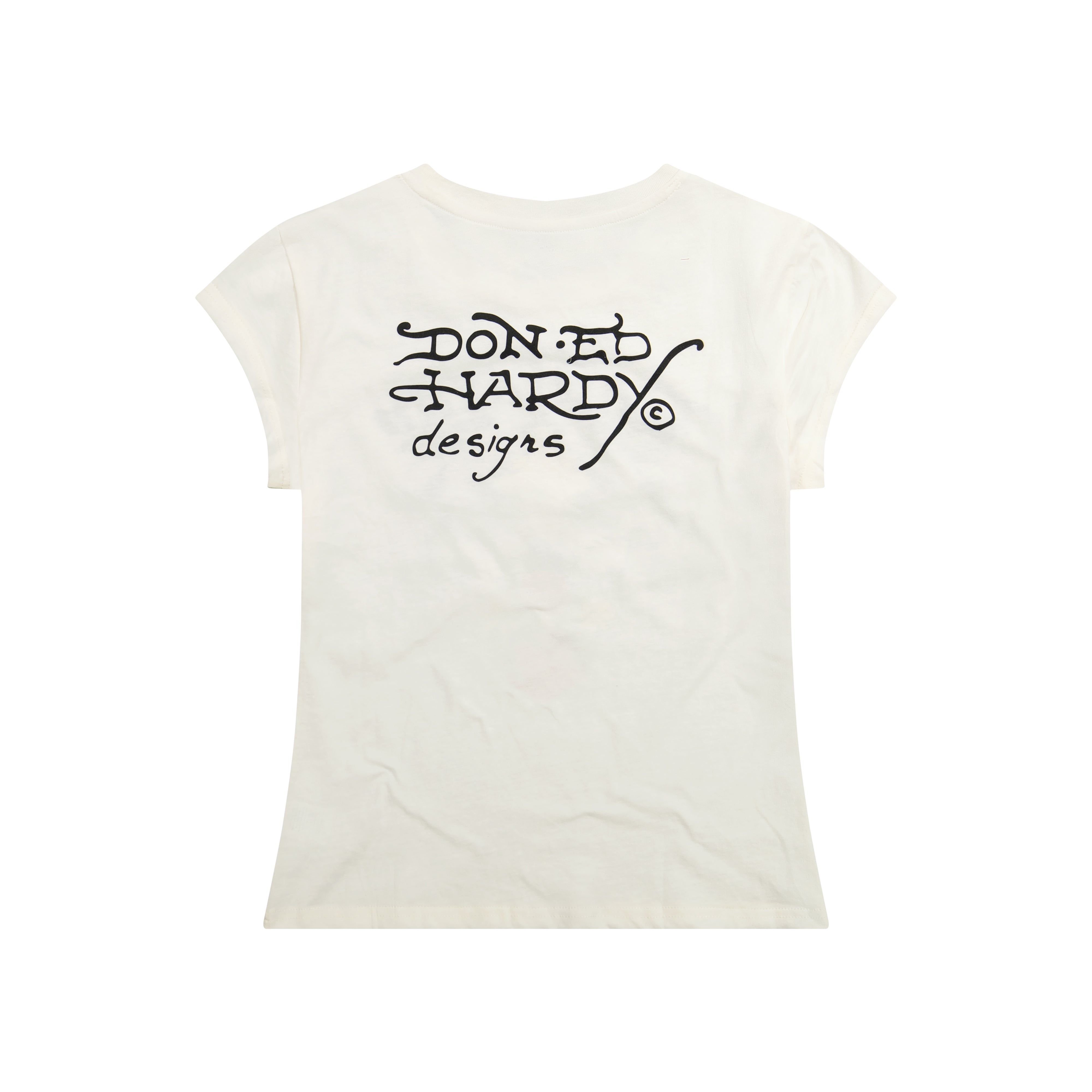 edhardyoriginals S / IVORY Cross Heart Rhinestone Fitted Tee