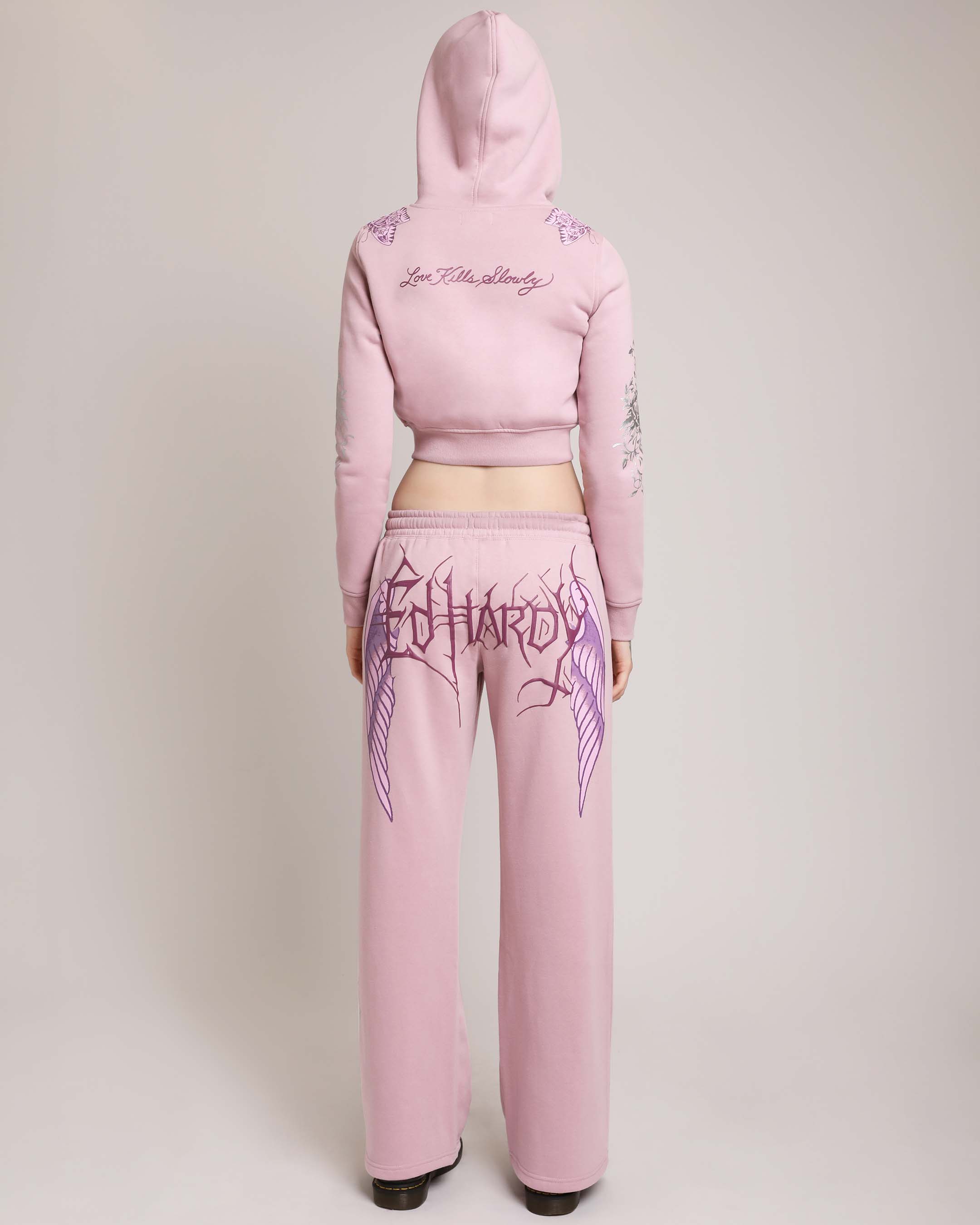 Cross Wings Puff Print Zip Hoodie