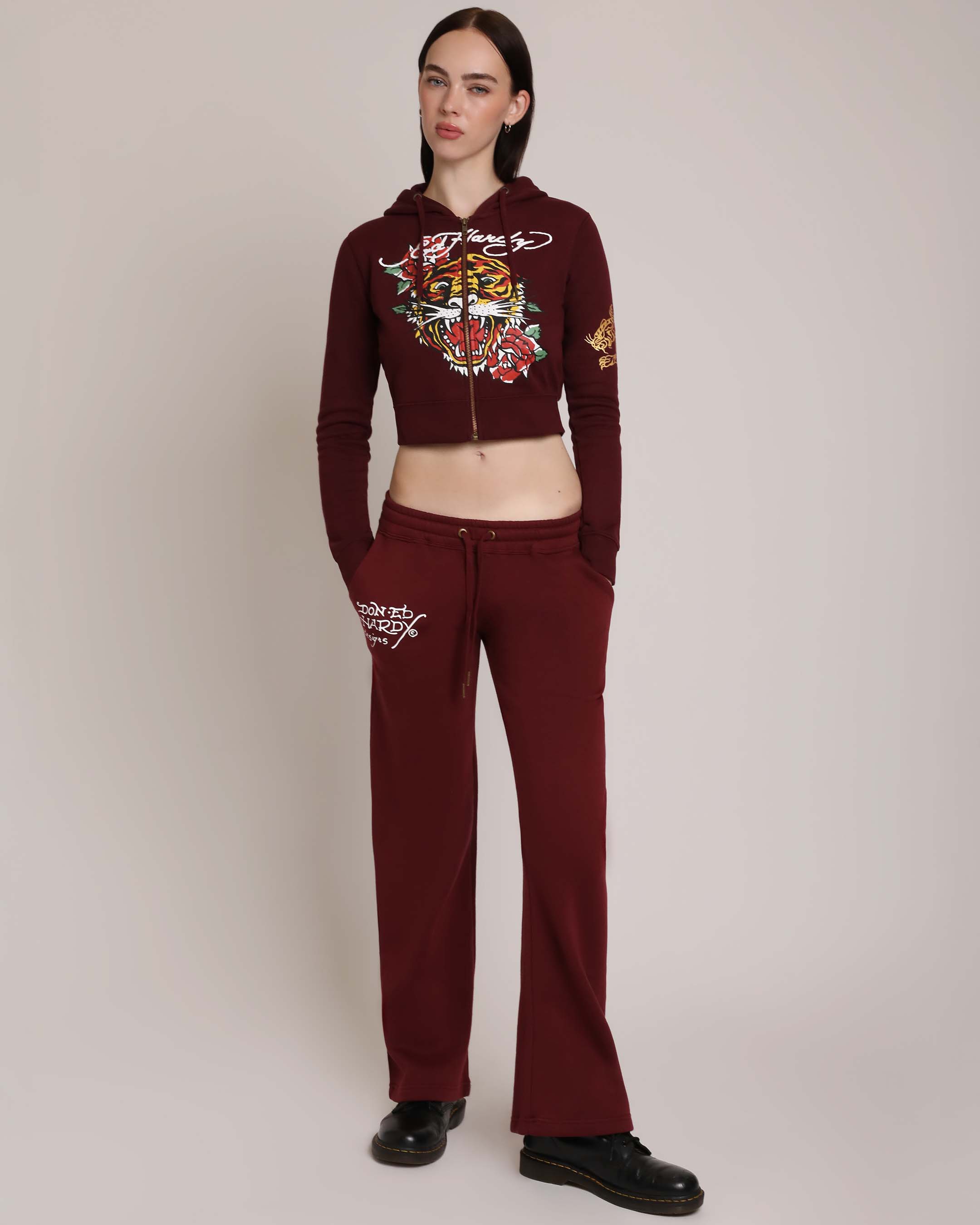 Retro Tiger Cropped Hoodie
