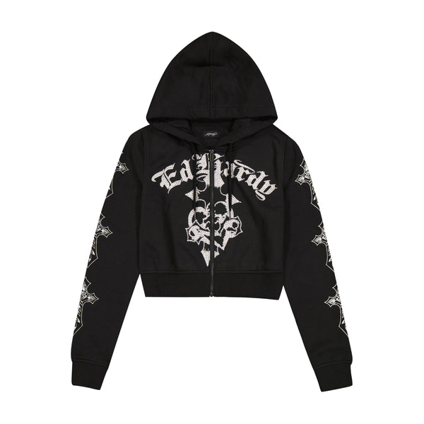 【BLACK】Rhinestone zip hoodie【WOMENS】 CEINOM Rhinestones Red Spider Y2k Hoodie Men Women Full Zip Up