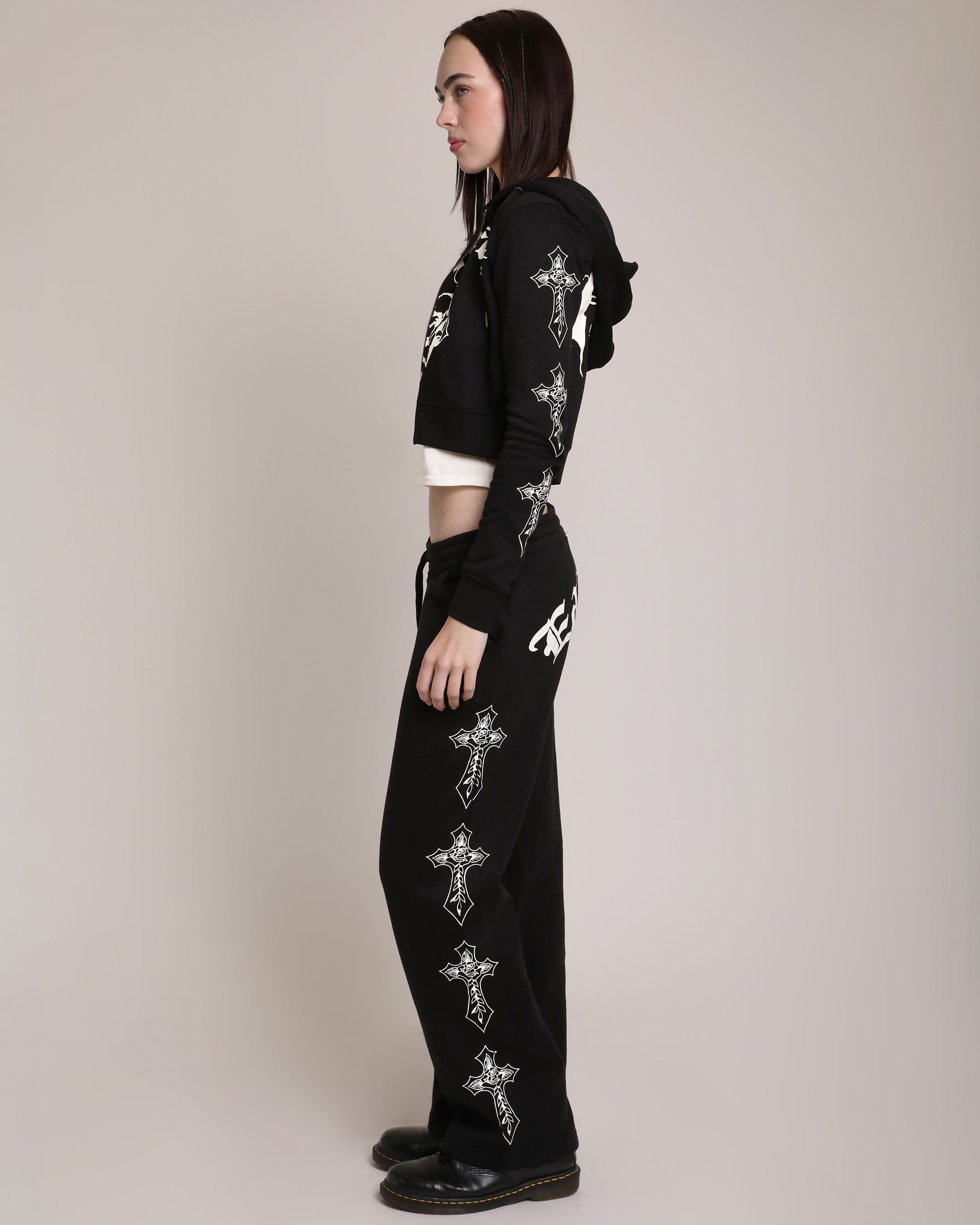 Black and White Crosses Sweatpants