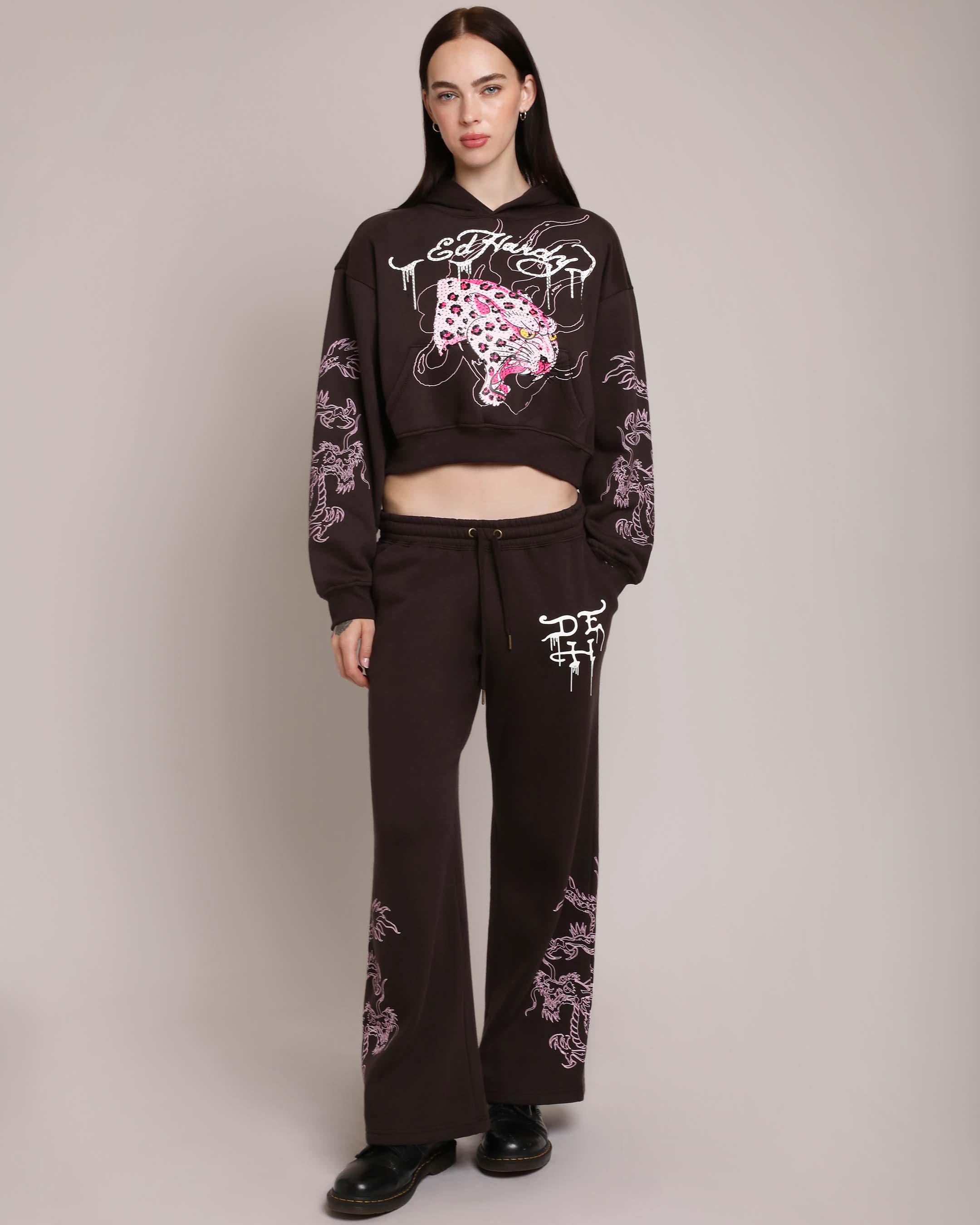 Pink Leopard Rhinestone Sweatpant