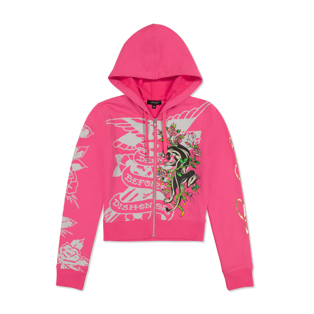 LKS Skull Zip Cropped Fleece Hoodie