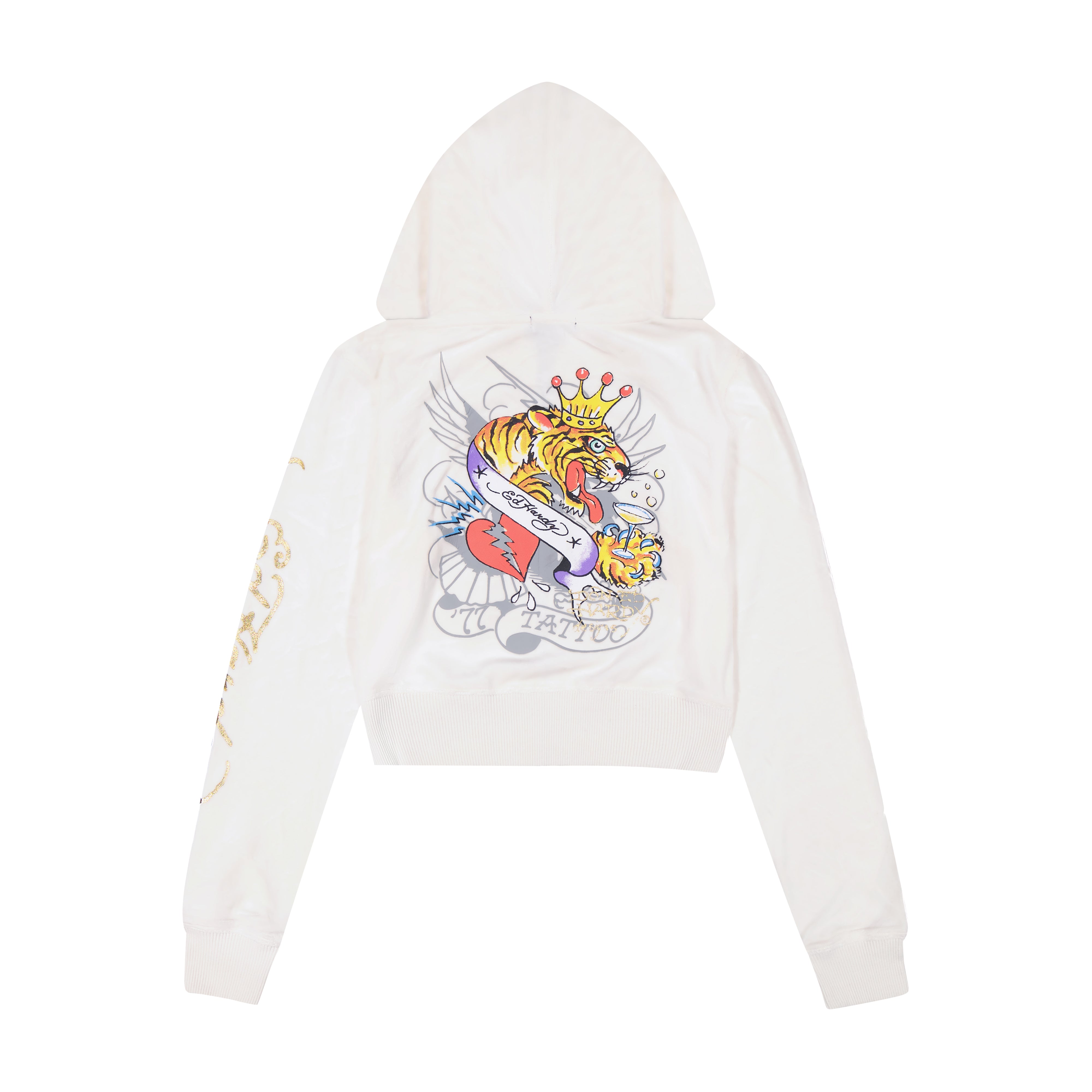 Tiger Crown Velour Zip Front Hoodie