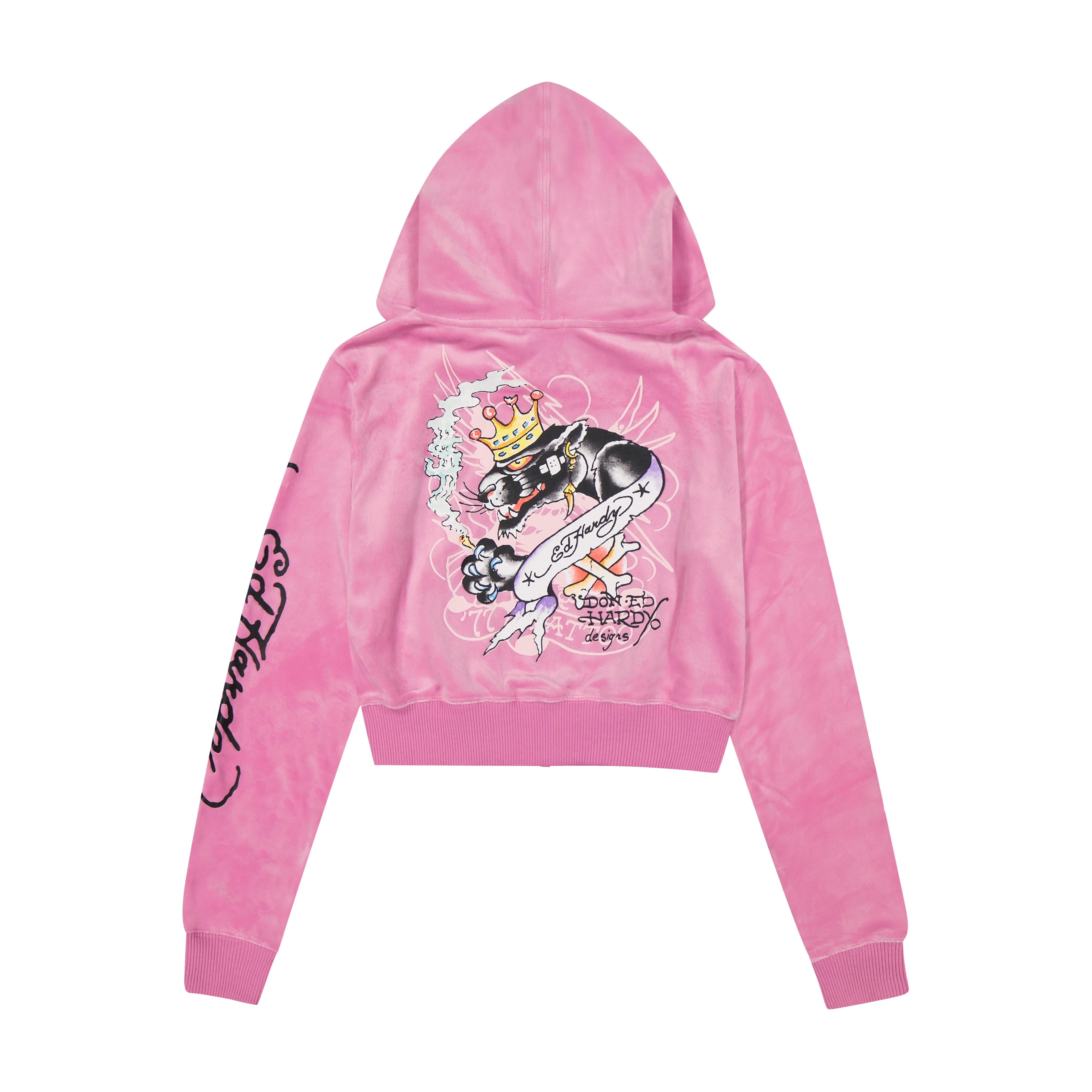 Panther Crown Velour Zip Front Hoodie