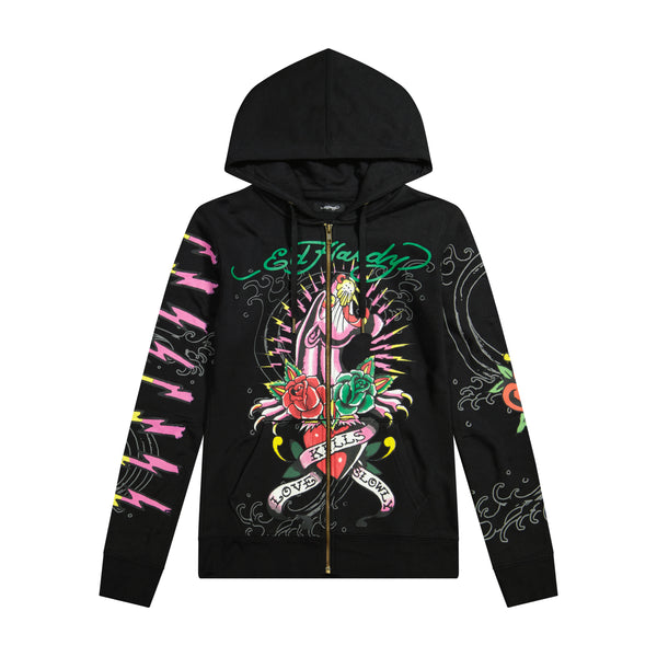 Pink Panther Long Fleece Hoodie | Women's Y2K Hoodie | Ed Hardy