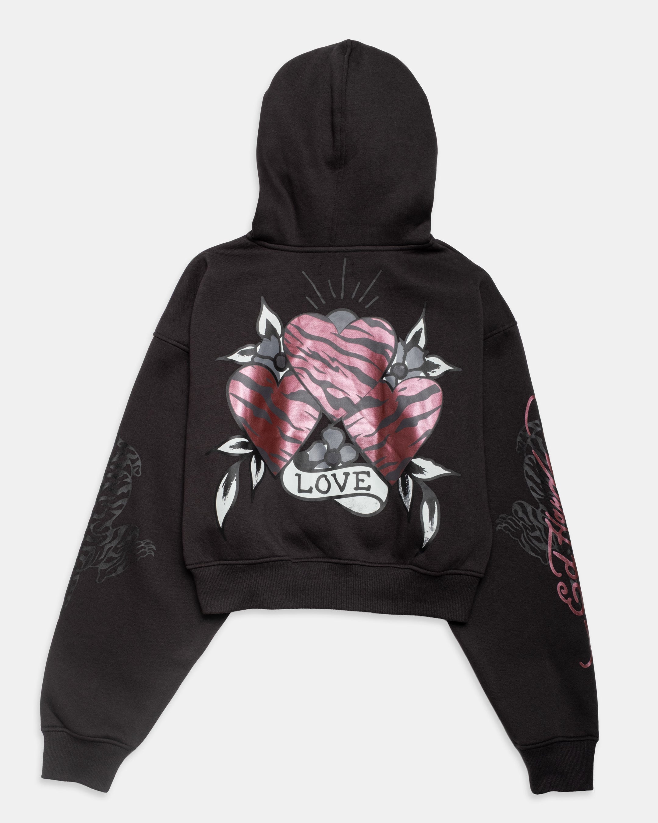 Red Zebra Skull Cropped Zip Hoodie