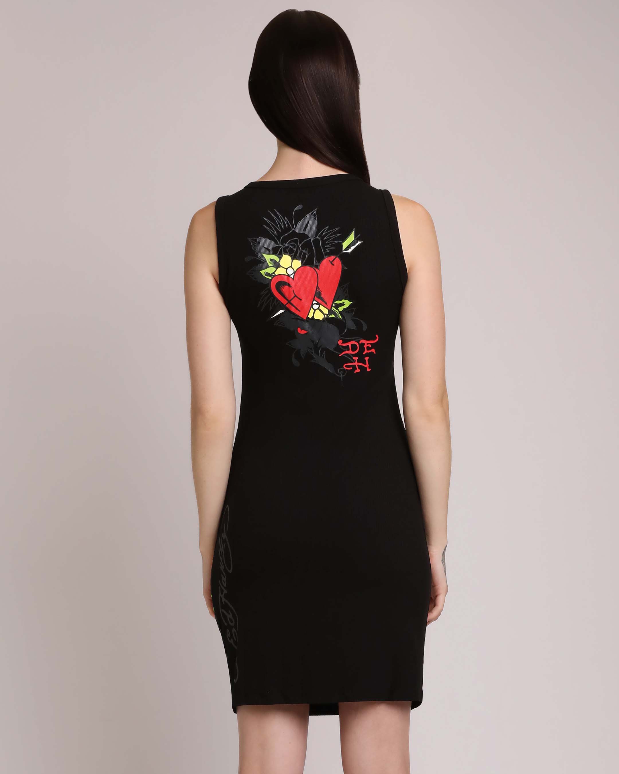 Heart Wings Cut Out Rib Tank Dress