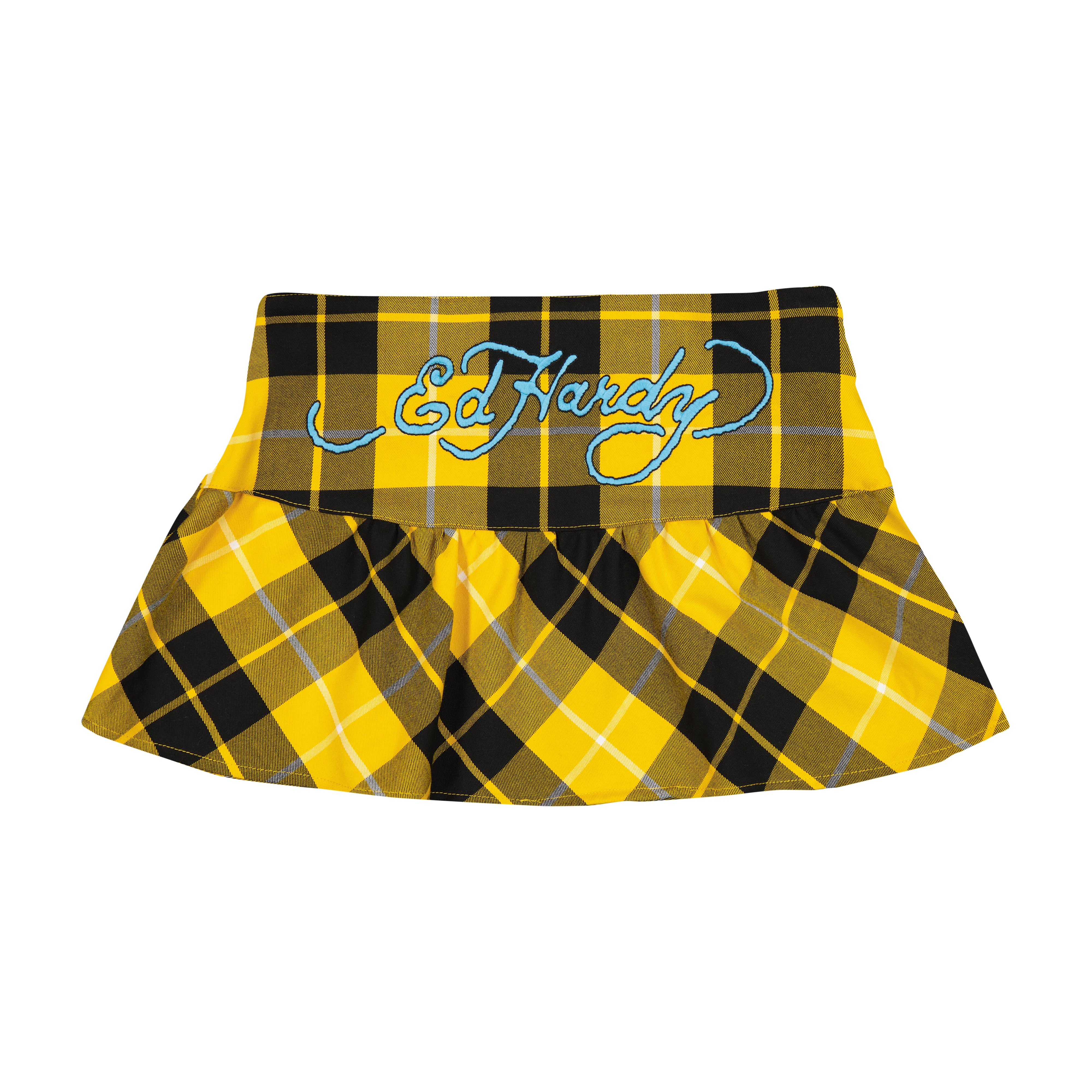 True Eagle Plaid Flare Miniskirt