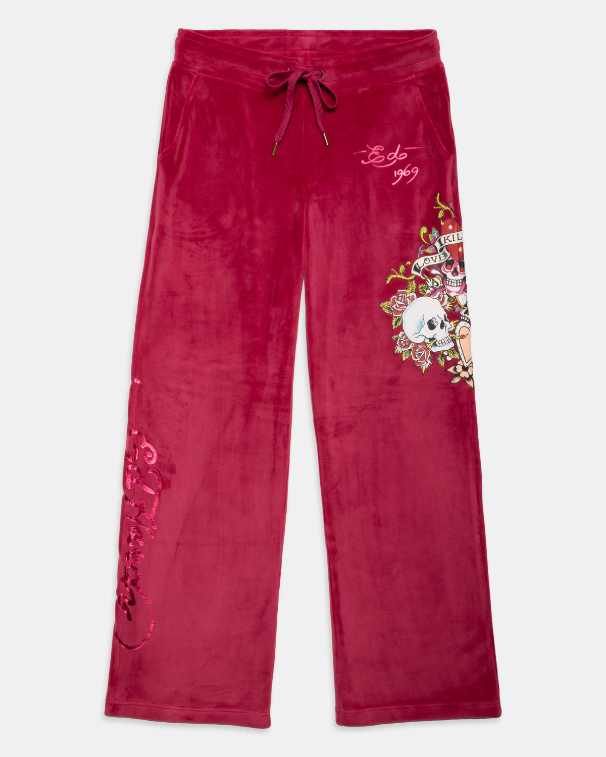 Skull Flowers Velour Sweatpant