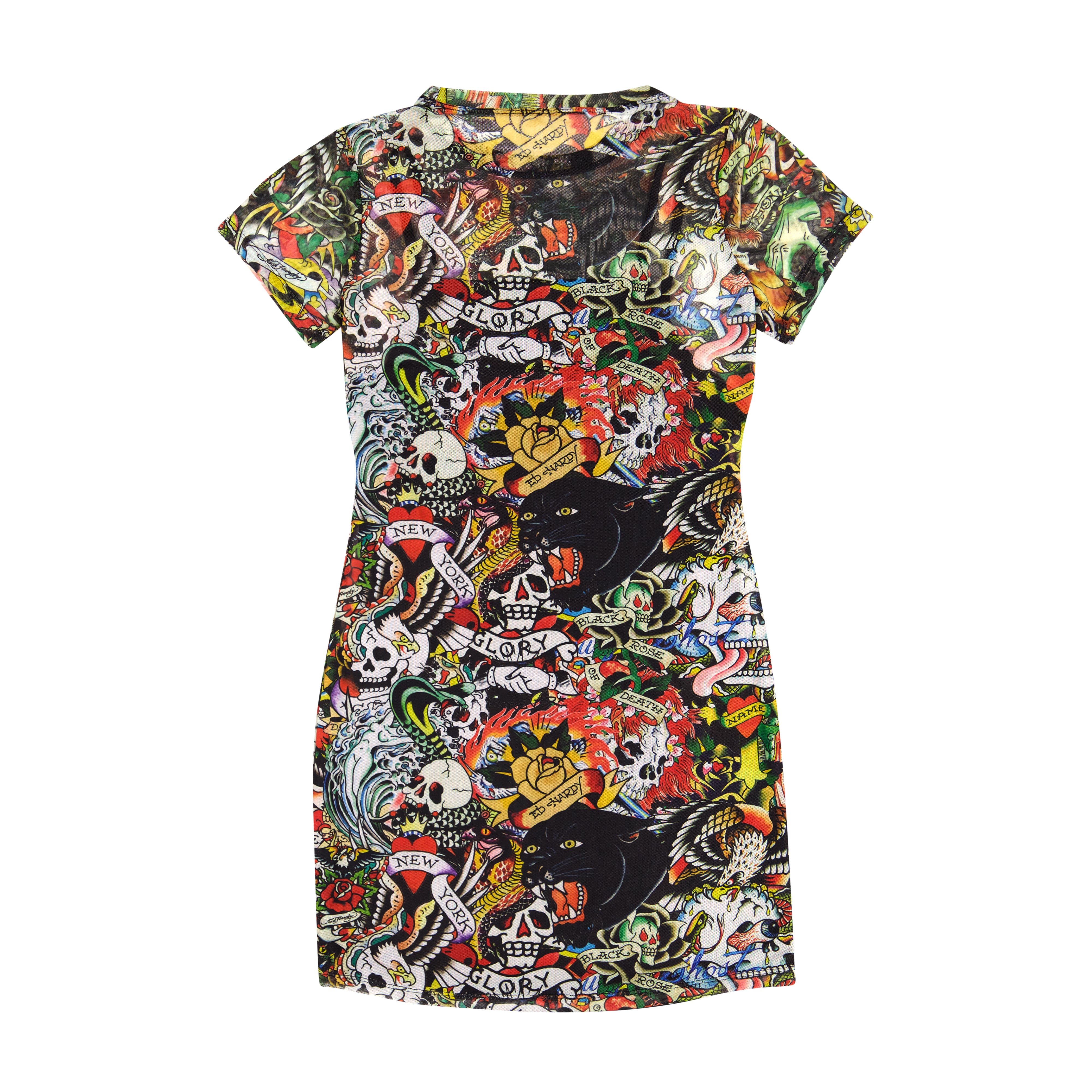 Tattoo Collage Mesh Tee Dress