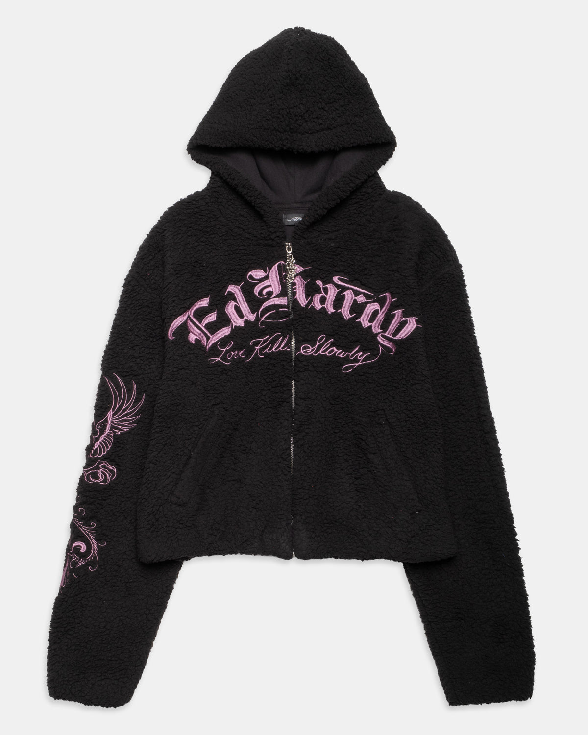 Phoenix Wings Oversized Hooded Sherpa Zip Up Jacket