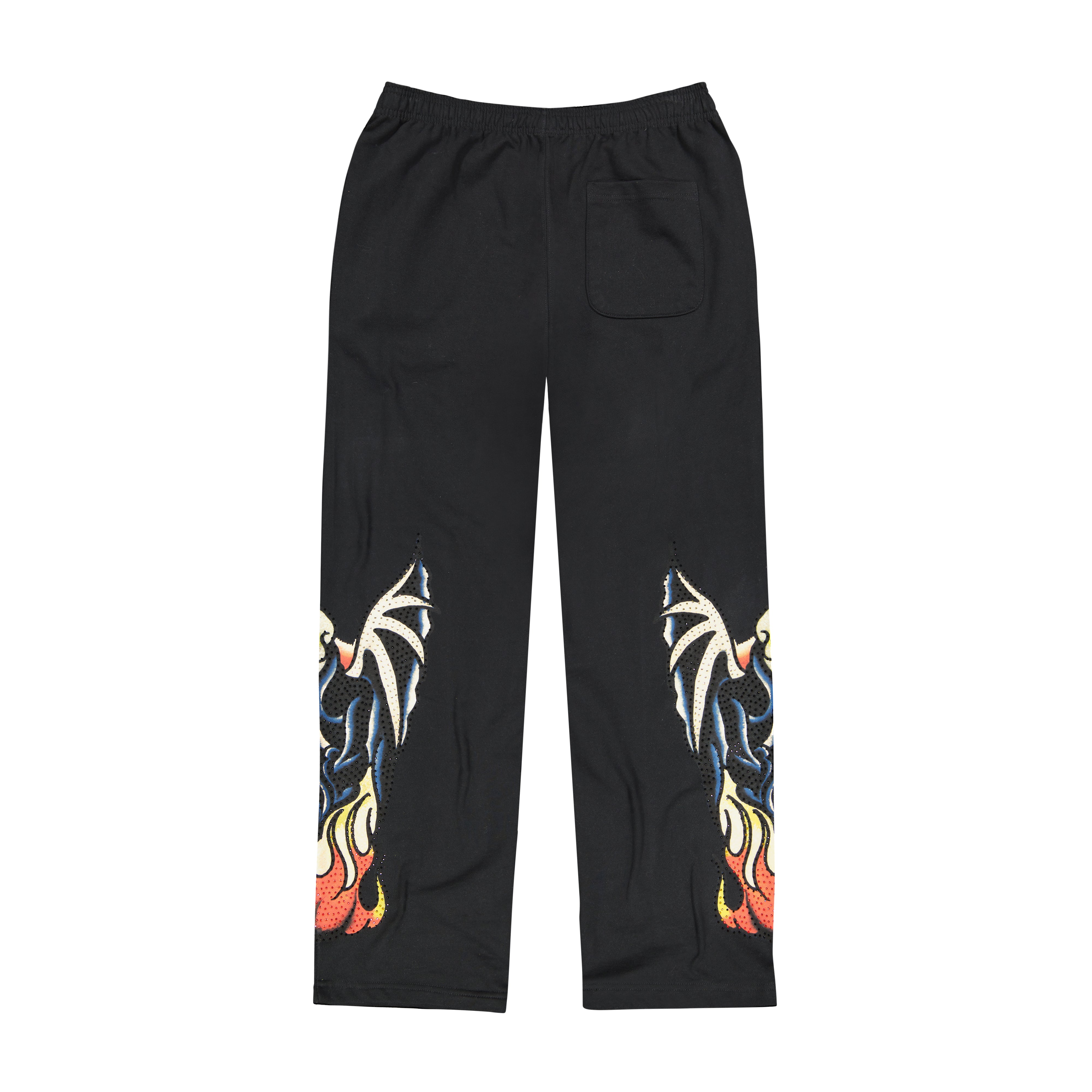 Xman Mens Rhinestone Baggy Sweatpant Black