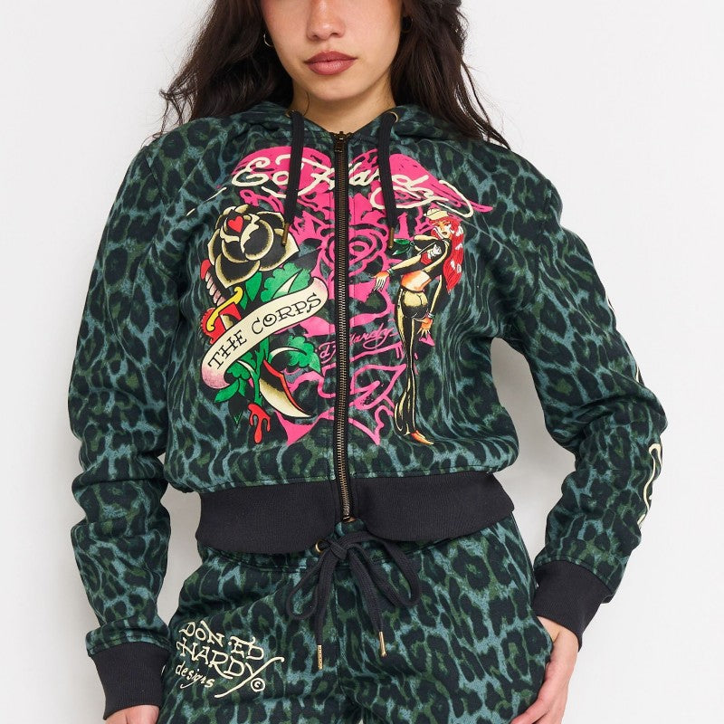 Anchor Rose Relaxed Zip Front Hoodie