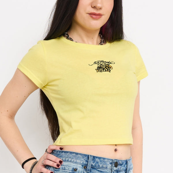 Bumblebee Embroidered Baby Tee | Women's Y2K Baby Tee | Ed Hardy