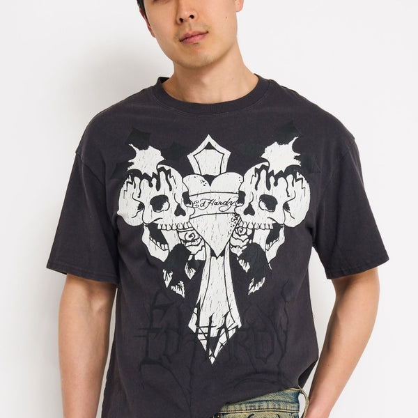 Cross Skulls Boxy Tee | Men's Y2K Tee | Ed Hardy