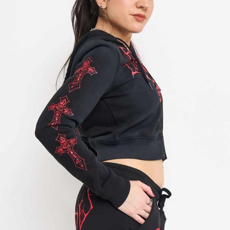 edhardyoriginals XS / SUNFADE BLACK Crosses Zip Front Hoodie