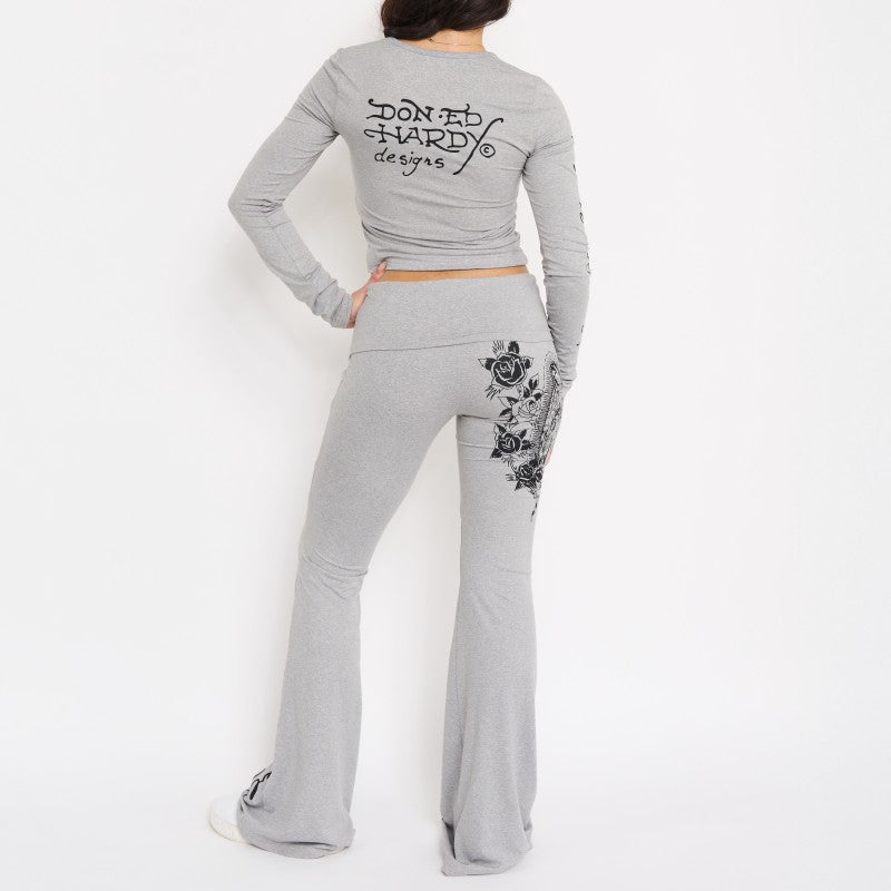 edhardyoriginals XS / HEATHER GREY Mary Fold-Over Yoga Pants