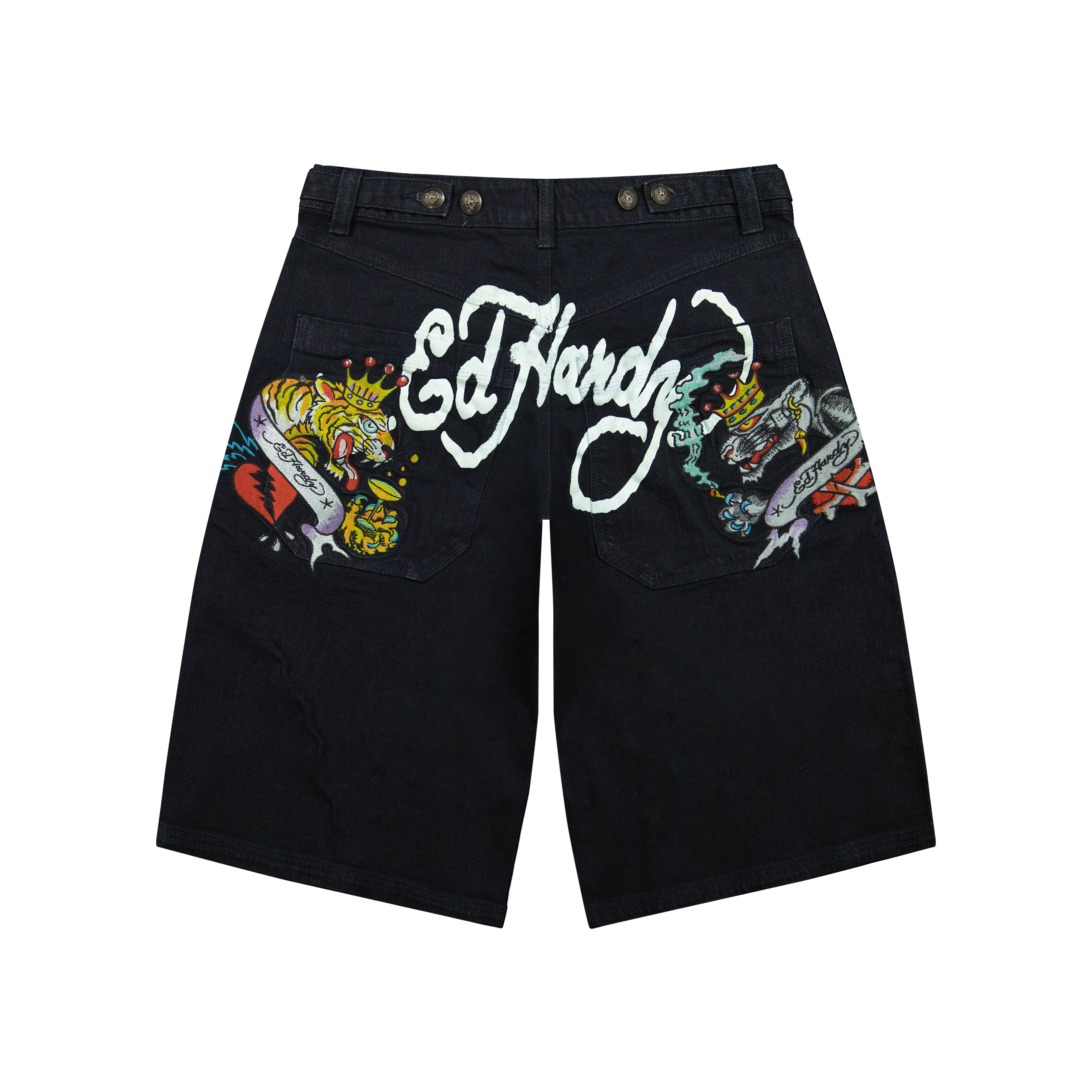 edhardyoriginals 24 / DARK WASH Panther Long Denim Shorts