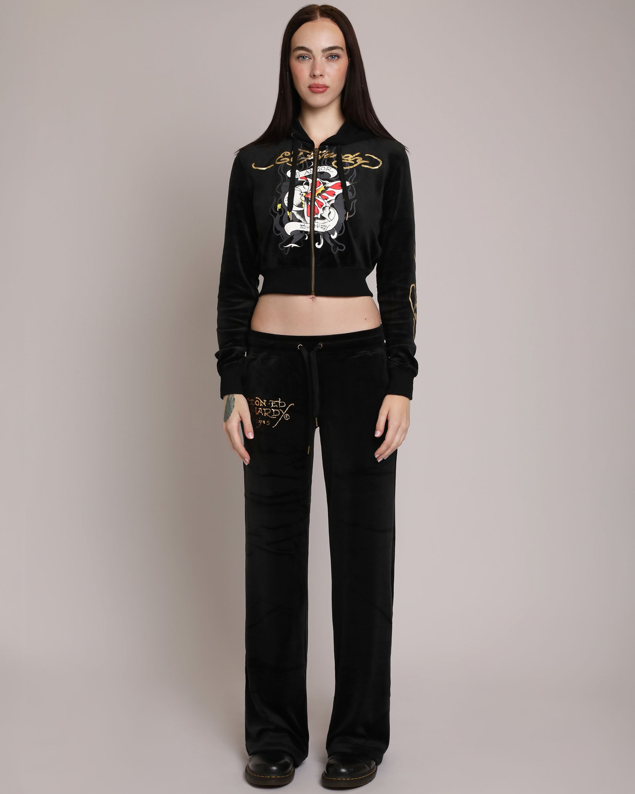 Amor Butterfly Velour Sweatpants