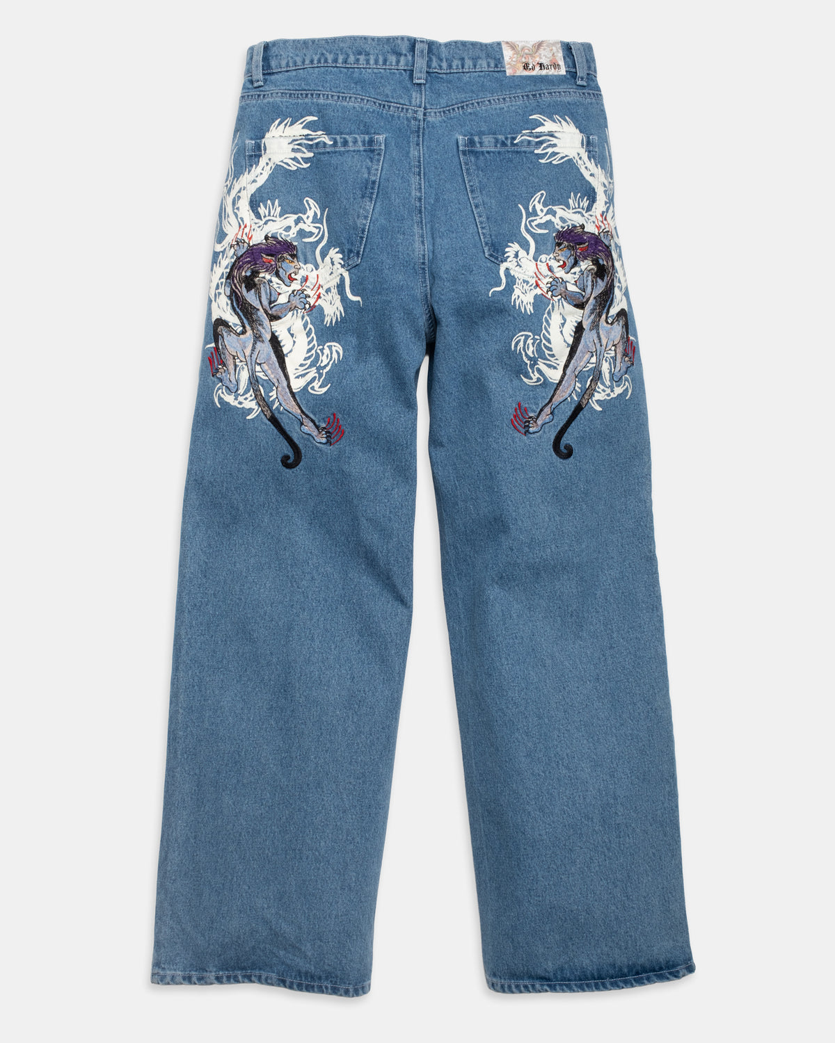 Panteras Embroidered Baggy Wide Leg Jeans