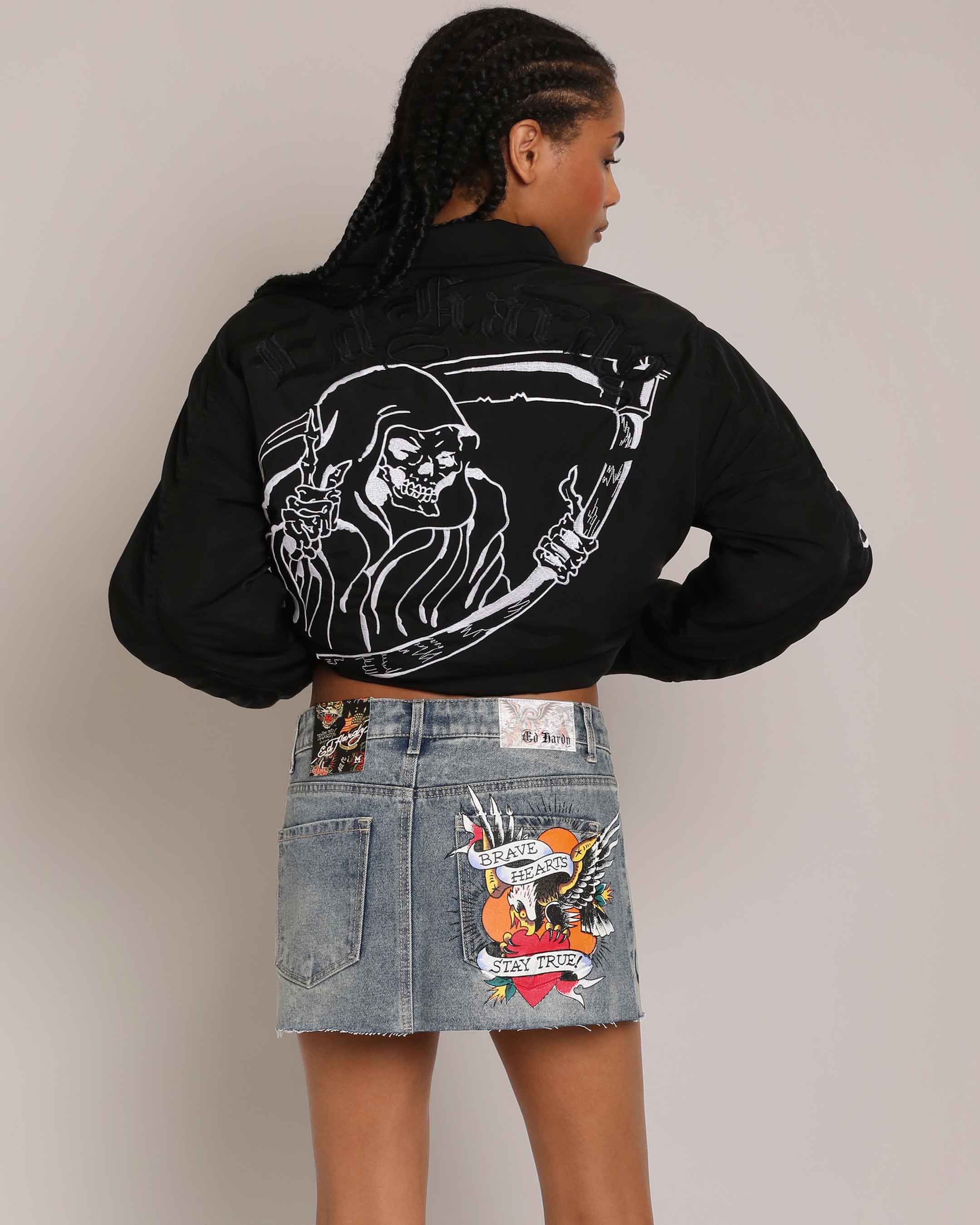 edhardyoriginals S / BLACK Skeles Bomber Jacket