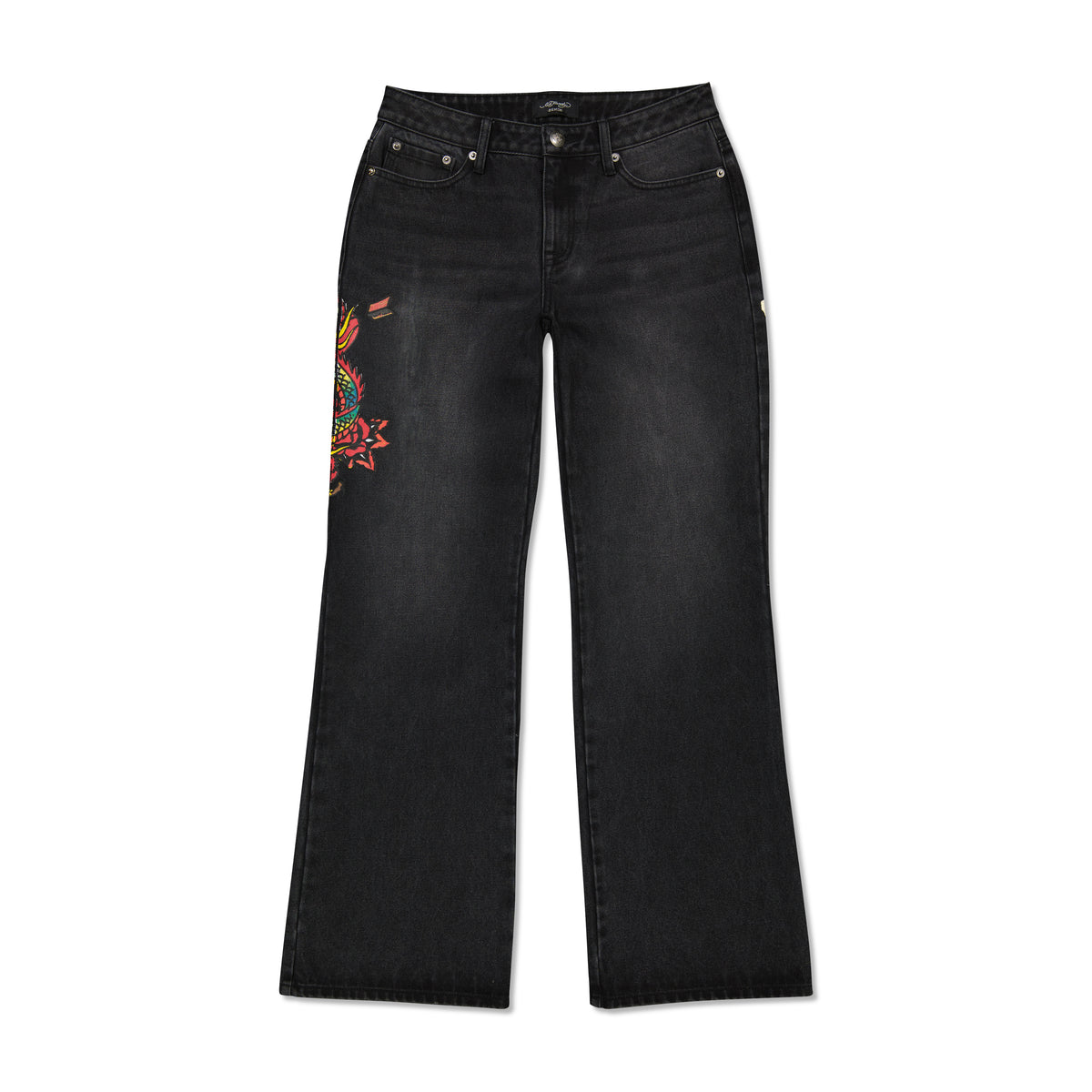 Women’s Black Gothic Dragon Print Baggy Jeans main image 0