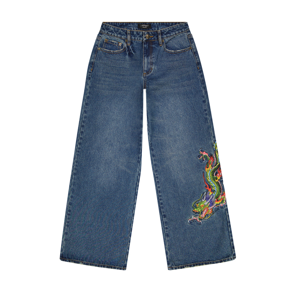 Dragon Print Jeans Baggy