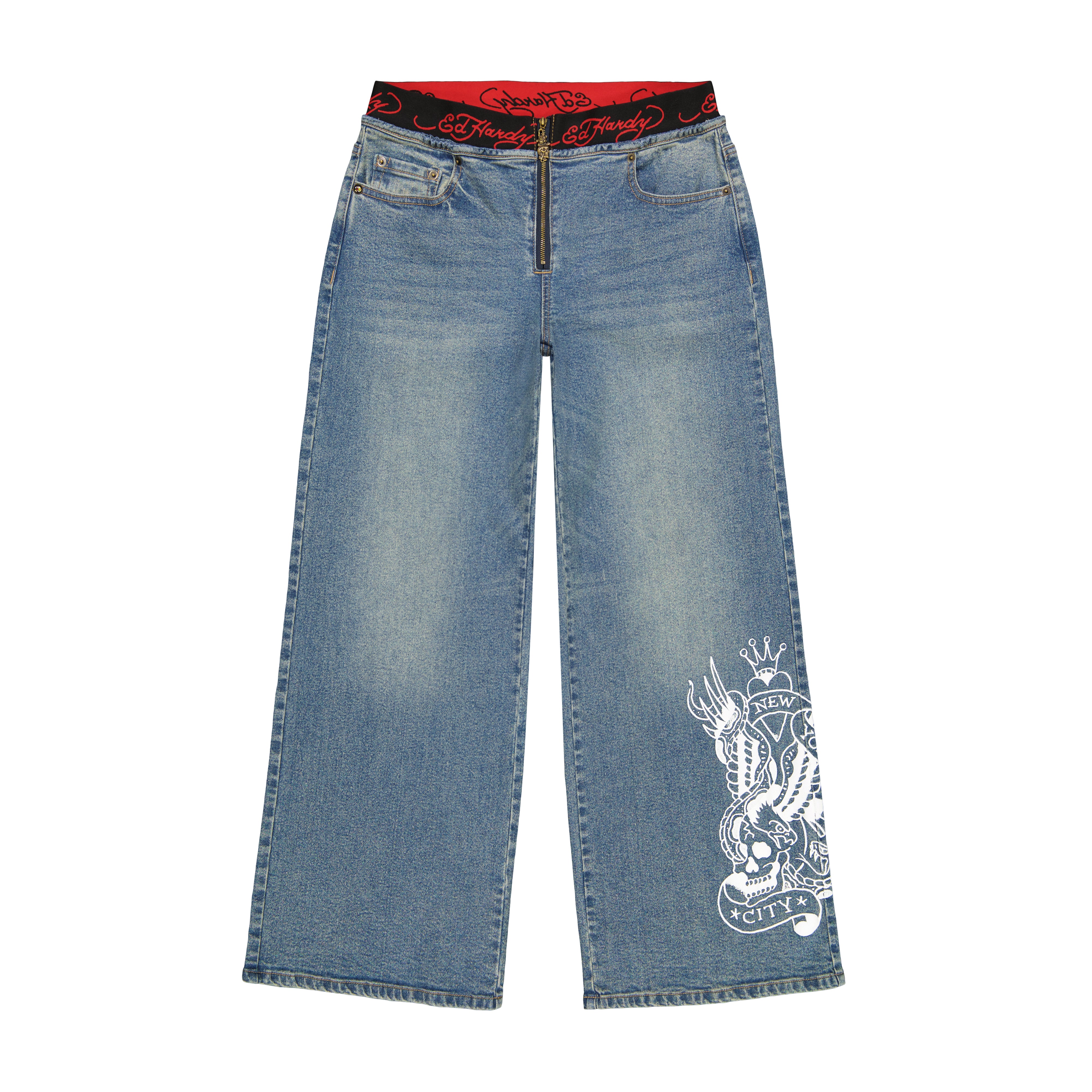 Swallow Panther Elastic Band Jeans