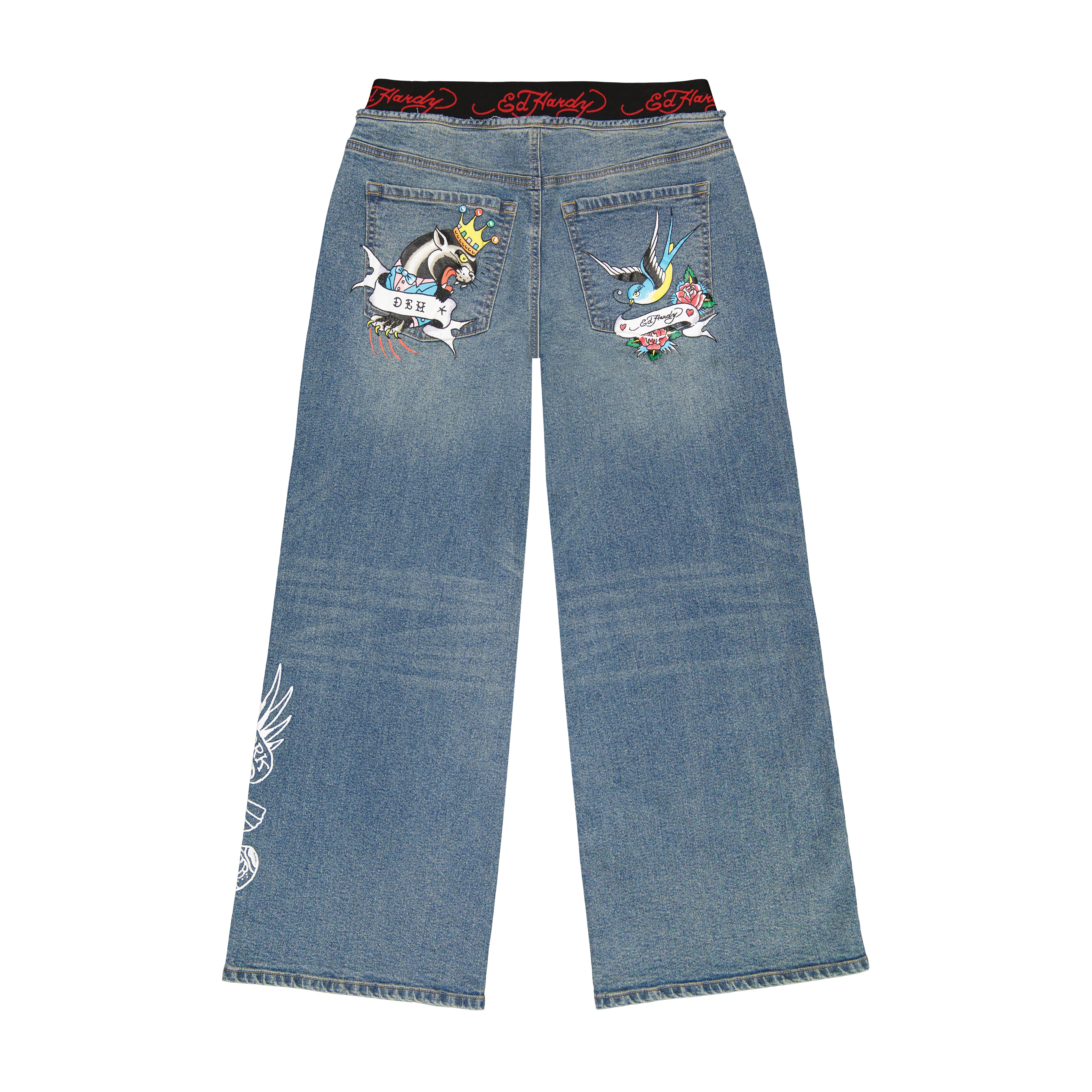 Swallow Panther Elastic Band Jeans