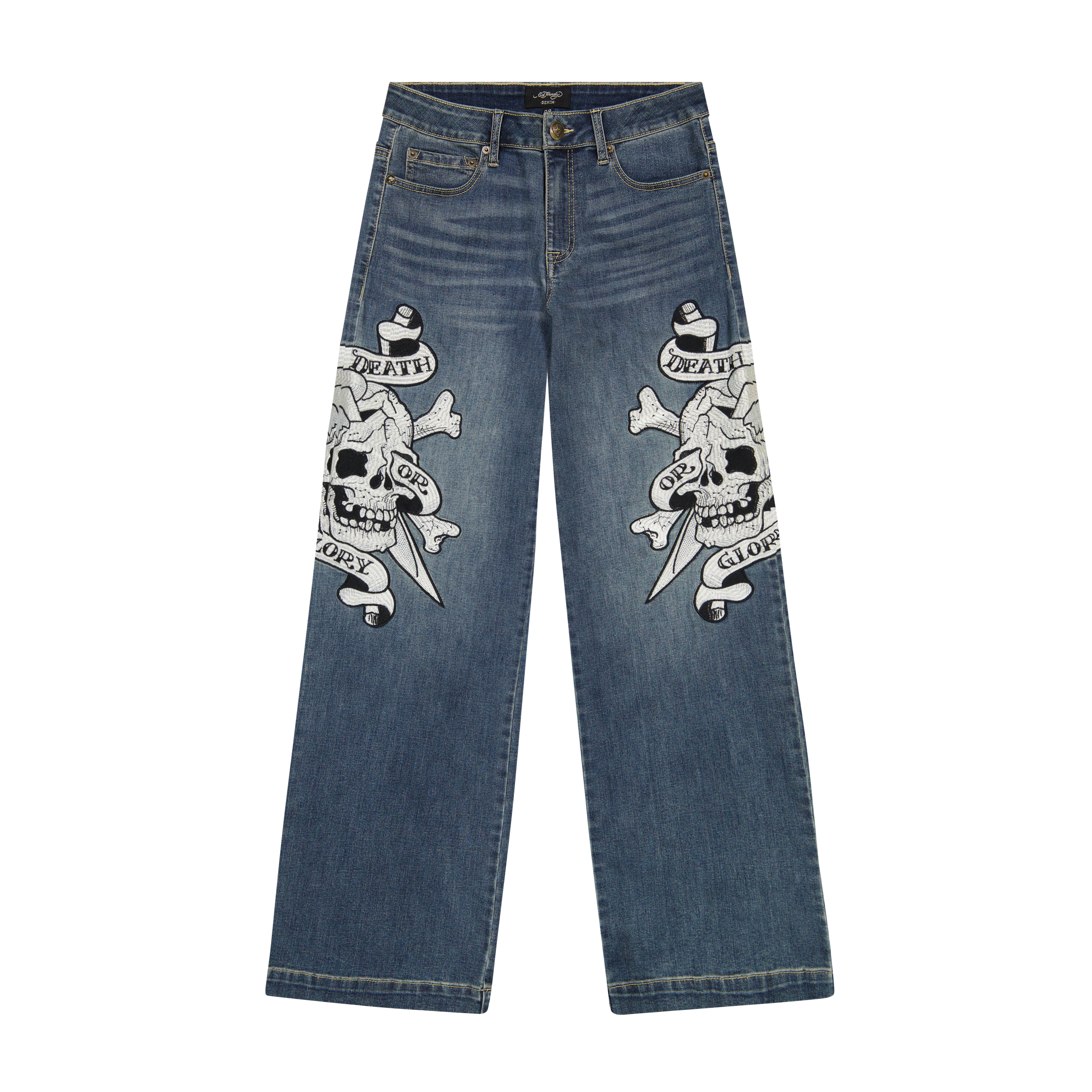 Buy M/L Ed Hardy Crazy Yoga Pants Hand Painted Denim Jeans up