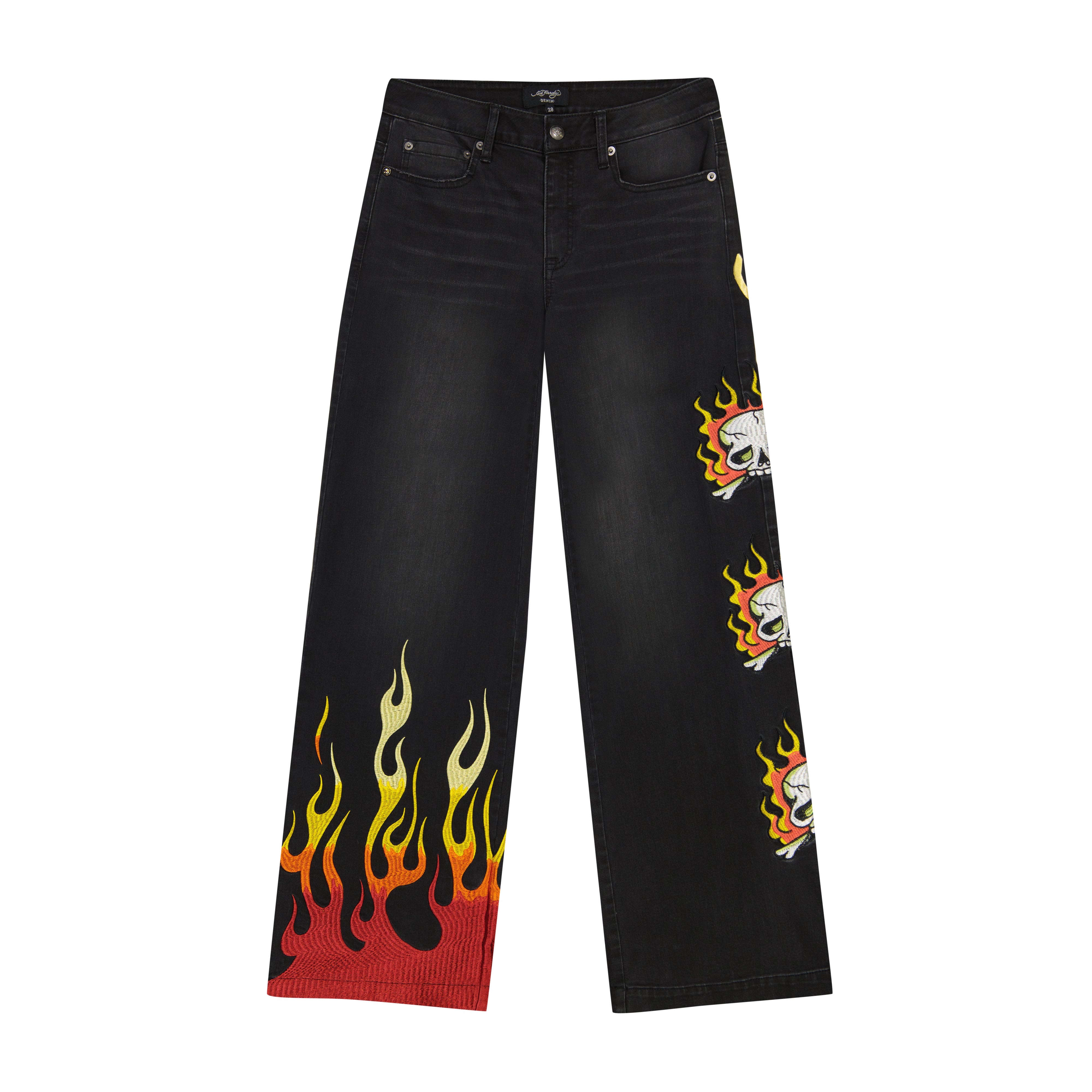 Limited Edition Fire Skull Wide Leg Jean