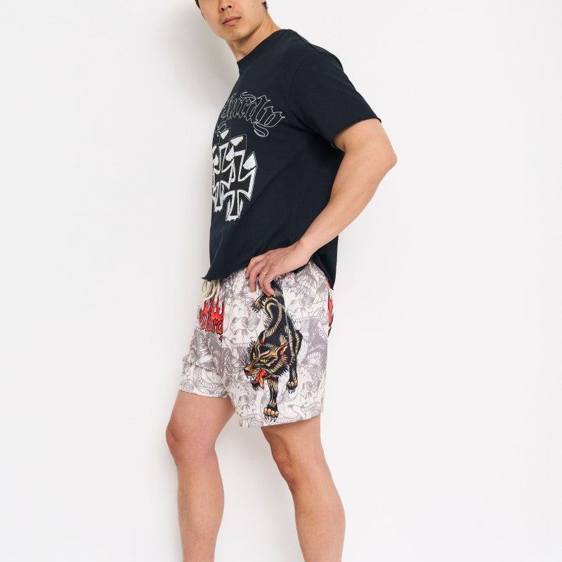 edhardyoriginals S / IVORY Wolves Mesh Shorts