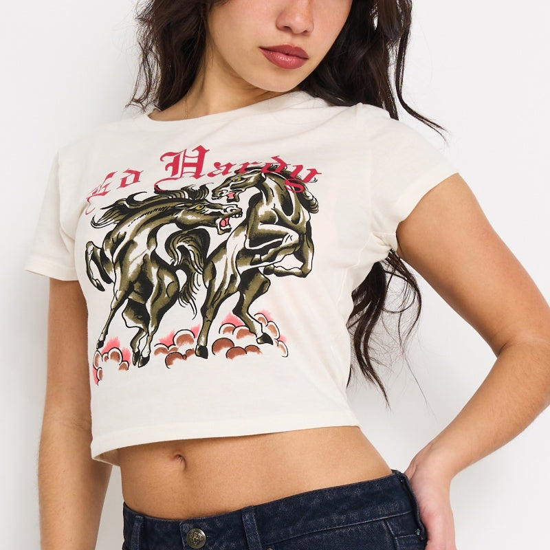 edhardyoriginals XS / IVORY Battle Horses Baby Tee