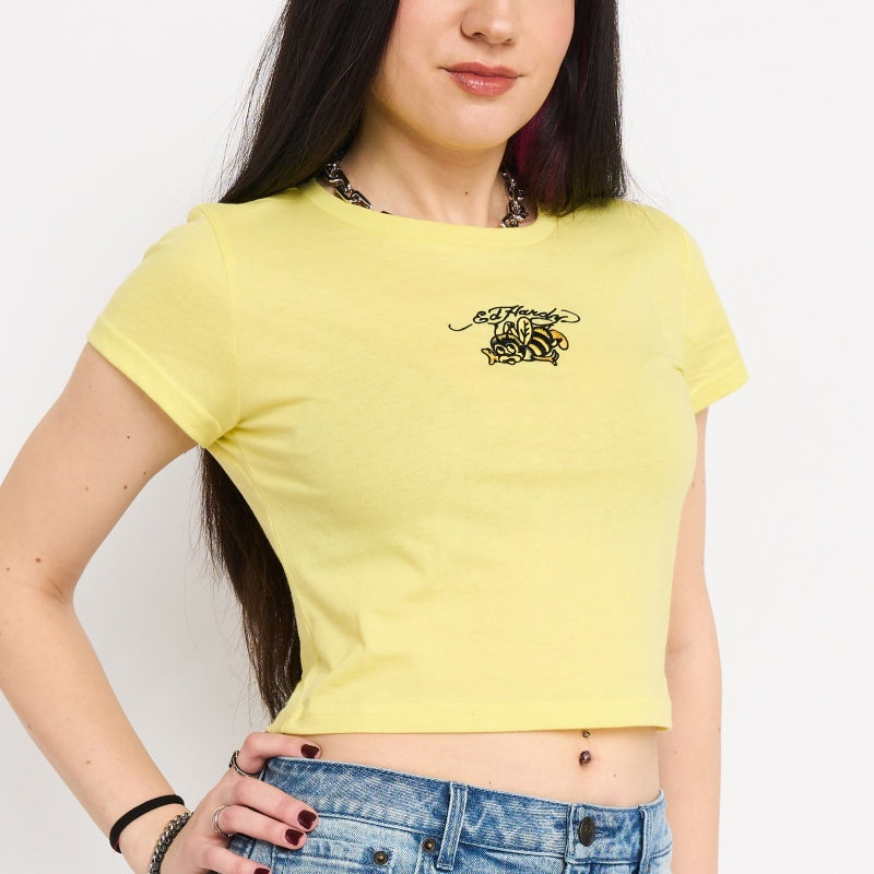 edhardyoriginals XS / LEMON Bumblebee Embroidered Baby Tee