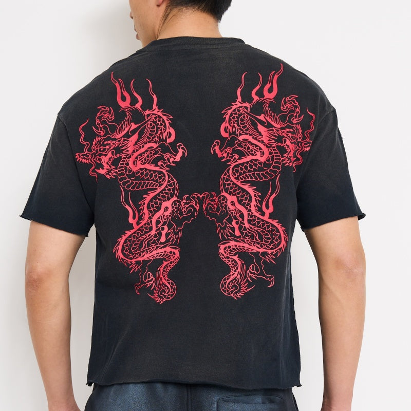 00s ARCHIVE ハート&ドラゴンタンクトップ タトゥー スキン Tシャツ 超美品 激レア 80s ビンテージ Tシャツ タトゥープリント ドラゴン