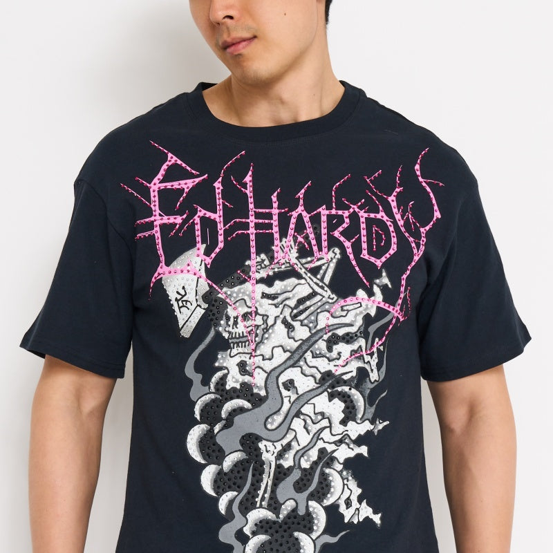 Reaper Ghost Rhinestone Boxy Tee | Men's Y2K Tee | Ed Hardy