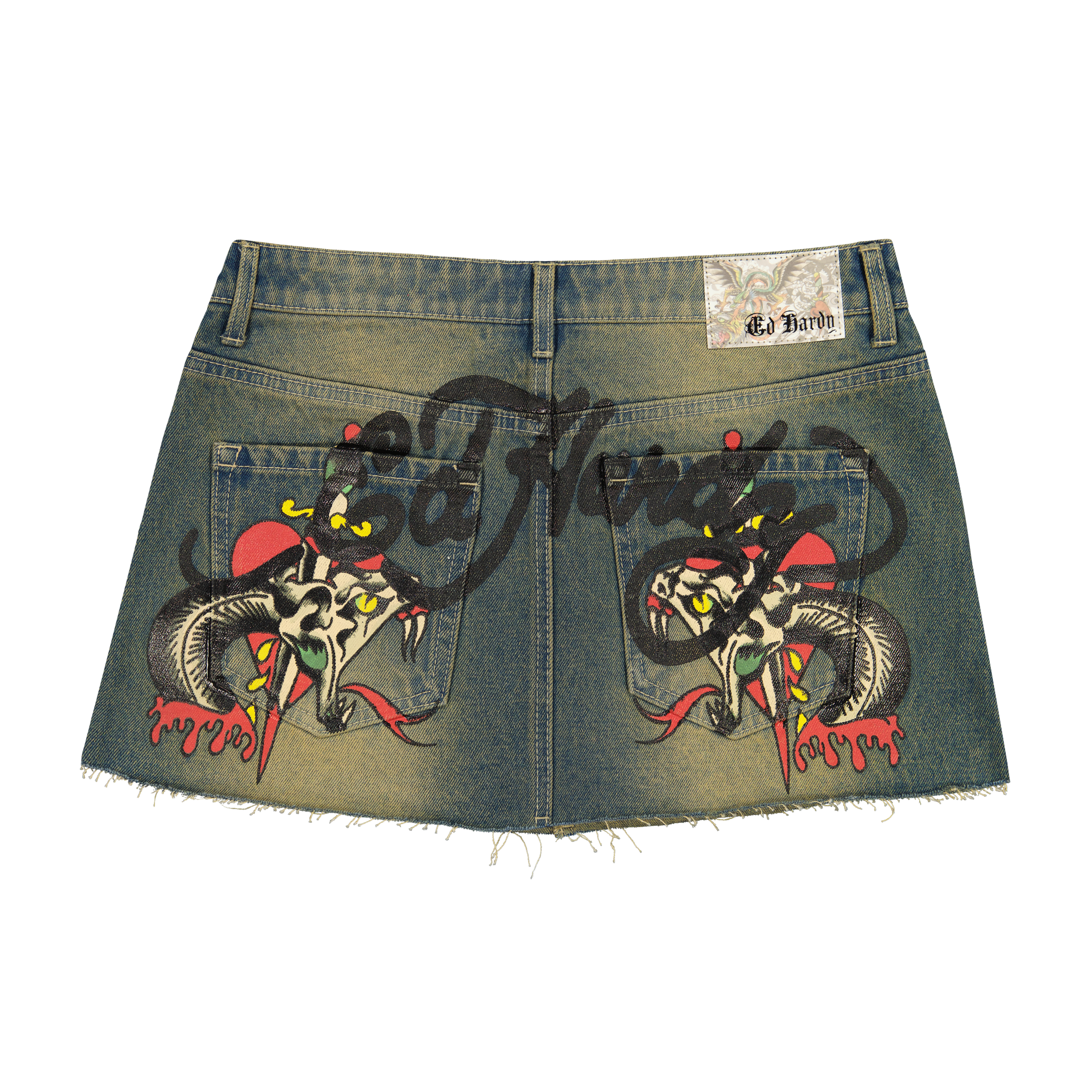 Snake Hearts Denim Skirt